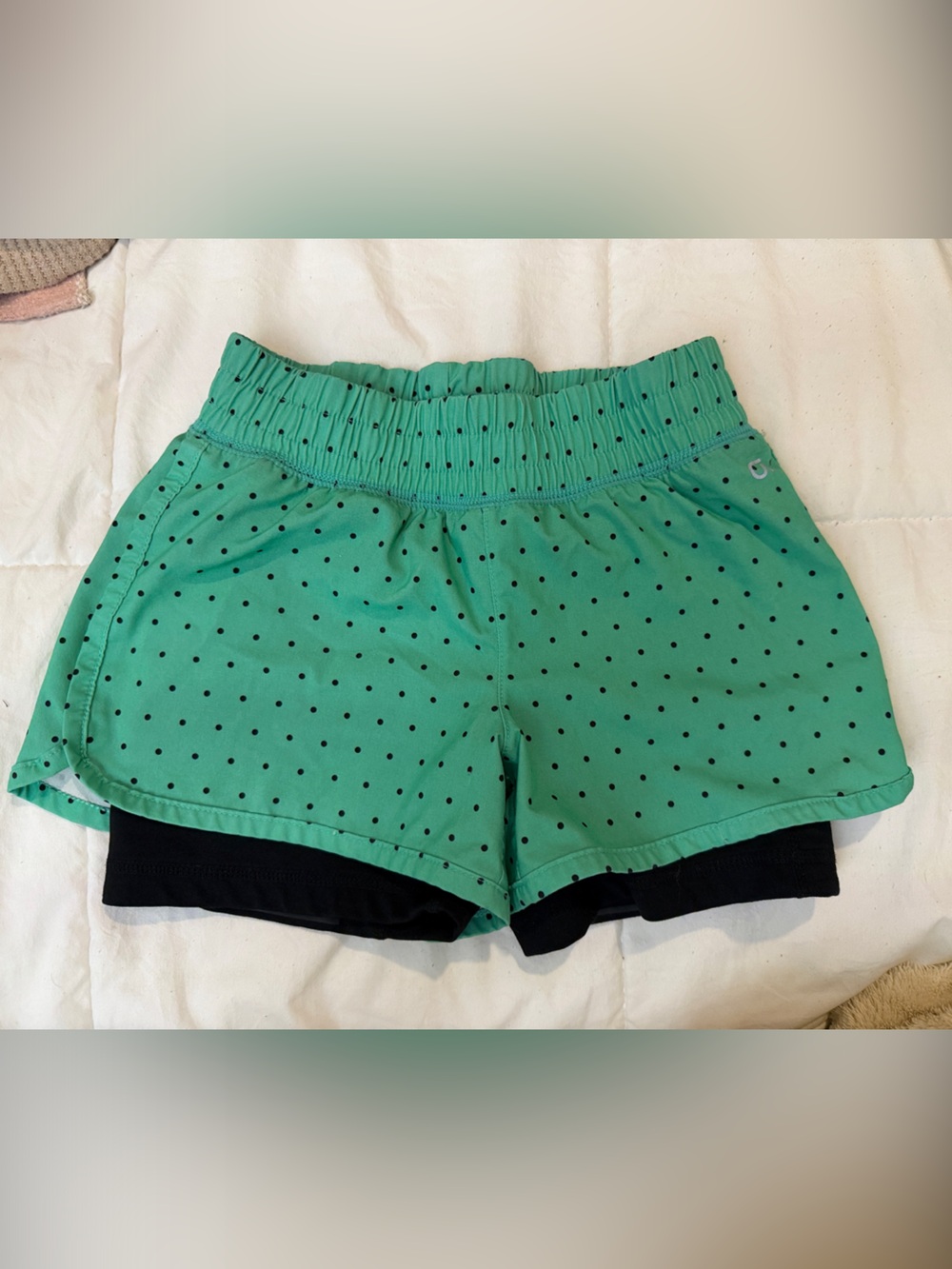 GAP Green Polka Dot Layered Girls Athletic Shorts